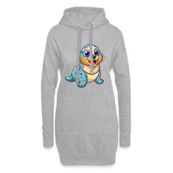 Siegel Niedliche Zeichentrickfigur Kawaii Clipart - Hoodie-Kleid - Grau meliert - Vorne