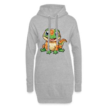 Salamander Niedliche Zeichentrickfigur Kawaii Clipart - Hoodie-Kleid - Grau meliert - Vorne