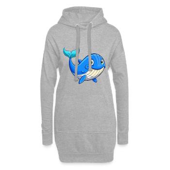 Blauwal Niedliche Cartoon Figur Kawaii Clipart - Hoodie-Kleid - Grau meliert - Vorne