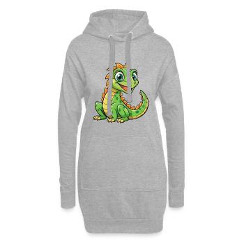 Basilisk Niedliche Zeichentrickfigur Kawaii Clipart - Hoodie-Kleid - Grau meliert - Vorne