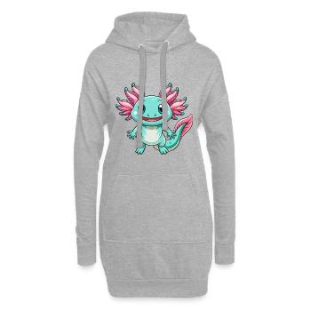 axolotl mignon personnage de dessin animé Kawaii Clipart - Sweat-shirt à capuche long Femme - gris chiné - Devant