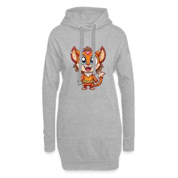 Aye Aye Niedliche Zeichentrickfigur Kawaii Clipart - Hoodie-Kleid - Grau meliert - Vorne
