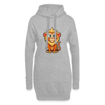 Babouin Mignon Personnage De Dessin Animé Kawaii Clipart - Sweat-shirt à capuche long Femme - gris chiné - Devant
