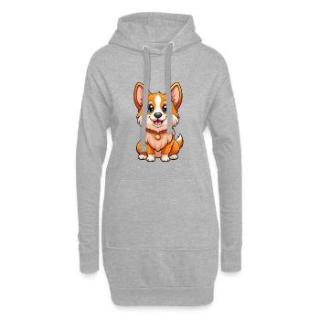 Corgi Chien Mignon Personnage De Dessin Animé Kawaii Clipart - Sweat-shirt à capuche long Femme - gris chiné - Devant