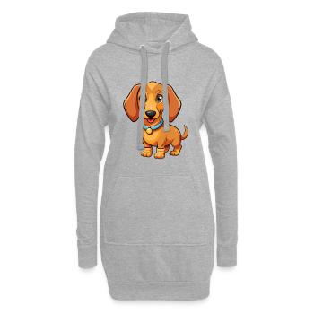 Dackel Hund Cartoon Figur Kawaii Clipart - Hoodie-Kleid - Grau meliert - Vorne
