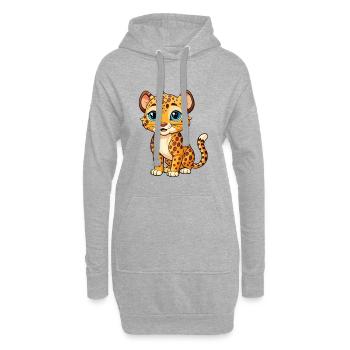 Amur Leopard Cartoon Figur Kawaii Clipart - Hoodie-Kleid - Grau meliert - Vorne