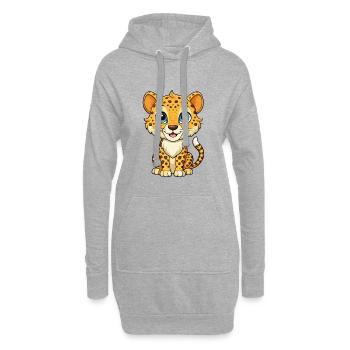 guépard mignon personnage de dessin animé Kawaii Clipart - Sweat-shirt à capuche long Femme - gris chiné - Devant