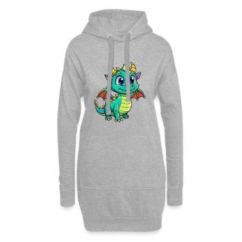 Drache Niedliche Zeichentrickfigur Kawaii Clipart - Hoodie-Kleid - Grau meliert - Vorne