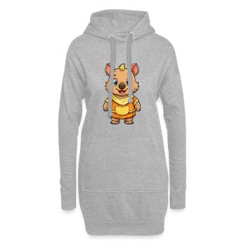 Wombat Mignon Personnage De Dessin Animé Kawaii Clipart - Sweat-shirt à capuche long Femme - gris chiné - Devant