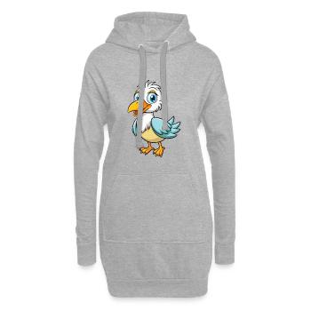 Albatross Mignon Personnage De Dessin Animé Kawaii Clipart - Sweat-shirt à capuche long Femme - gris chiné - Devant