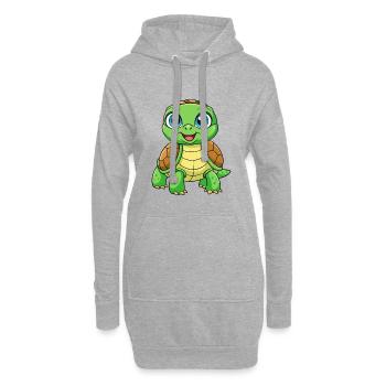 tortue mignon personnage de dessin animé Kawaii Clipart - Sweat-shirt à capuche long Femme - gris chiné - Devant