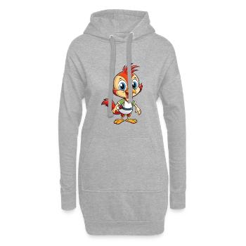 Pic mignon personnage de dessin animé Kawaii Clipart - Sweat-shirt à capuche long Femme - gris chiné - Devant