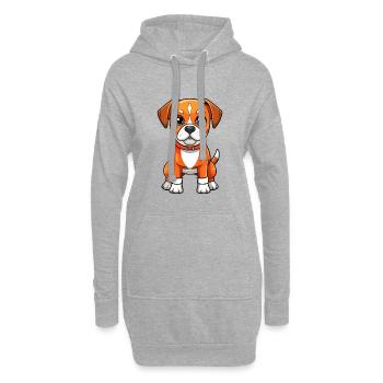 Boxer Hund Niedliche Zeichentrickfigur Kawaii Clipart - Hoodie-Kleid - Grau meliert - Vorne