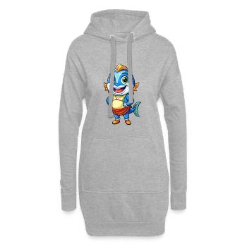 thon mignon personnage de dessin animé kawaii clipart - Sweat-shirt à capuche long Femme - gris chiné - Devant