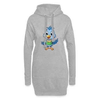 Étourneau mignon personnage de dessin animé Kawaii Clipart - Sweat-shirt à capuche long Femme - gris chiné - Devant