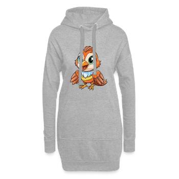 Spatz Niedliche Zeichentrickfigur Kawaii Clipart - Hoodie-Kleid - Grau meliert - Vorne