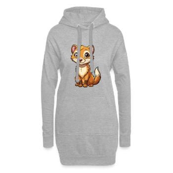 Frettchen Niedliche Zeichentrickfigur Kawaii Clipart - Hoodie-Kleid - Grau meliert - Vorne