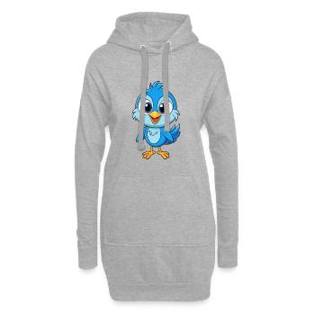 Vogel Niedliche Zeichentrickfigur Kawaii Clipart - Hoodie-Kleid - Grau meliert - Vorne