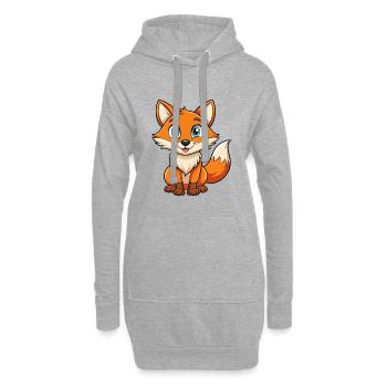 Fuchs Niedliche Zeichentrickfigur Kawaii Clipart - Hoodie-Kleid - Grau meliert - Vorne
