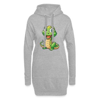 serpent mignon personnage de dessin animé Kawaii Clipart - Sweat-shirt à capuche long Femme - gris chiné - Devant