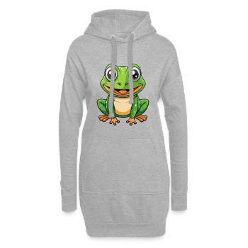 grenouille mignon personnage de dessin animé Kawaii Clipart - Sweat-shirt à capuche long Femme - gris chiné - Devant