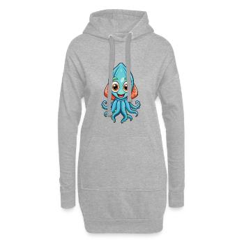 Squid Cute Cartoon Character Kawaii Clipart - Hoodie Dress - heather grey - Front