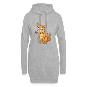 Aardvark Mignon Personnage De Dessin Animé Kawaii Clipart - Sweat-shirt à capuche long Femme - gris chiné - Devant
