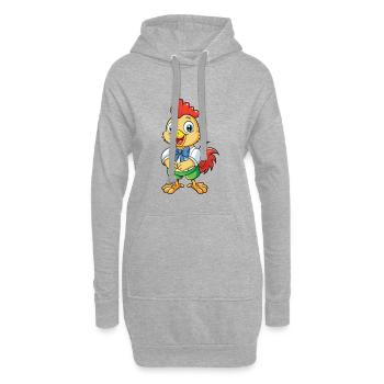 Hahn Niedliche Zeichentrickfigur Kawaii Clipart - Hoodie-Kleid - Grau meliert - Vorne
