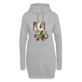 Opossum Mignon Personnage De Dessin Animé Kawaii Clipart - Sweat-shirt à capuche long Femme - gris chiné - Devant