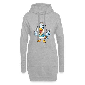 Mouette Mignon Dessin Animé Personnage Kawaii Clipart - Sweat-shirt à capuche long Femme - gris chiné - Devant