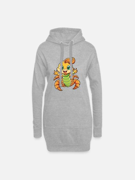 Skorpion Niedliche Zeichentrickfigur Kawaii Clipart - Hoodie-Kleid - Grau meliert
