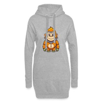 Gorille mignon personnage de dessin animé Kawaii Clipart - Sweat-shirt à capuche long Femme - gris chiné - Devant