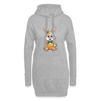 Lapin Mignon Personnage De Dessin Animé Kawaii Clipart - Sweat-shirt à capuche long Femme - gris chiné - Devant