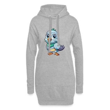 Taube Niedliche Zeichentrickfigur Kawaii Clipart - Hoodie-Kleid - Grau meliert - Vorne