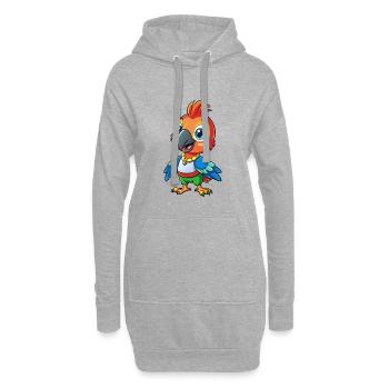 Papagei Niedliche Zeichentrickfigur Kawaii Clipart - Hoodie-Kleid - Grau meliert - Vorne