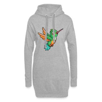 colibri mignon personnage de dessin animé Kawaii Clipart - Sweat-shirt à capuche long Femme - gris chiné - Devant