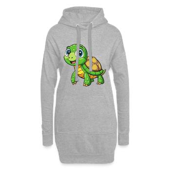tortue mignon personnage de dessin animé Kawaii Clipart - Sweat-shirt à capuche long Femme - gris chiné - Devant