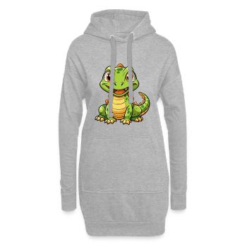 Komodowaran Cartoon Figur Kawaii Clipart - Hoodie-Kleid - Grau meliert - Vorne