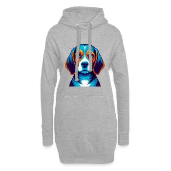Beagle chien coloré Kawaii personnage de dessin animé animal de compagnie - Sweat-shirt à capuche long Femme - gris chiné - Devant