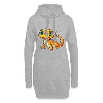 Salamander Niedliche Zeichentrickfigur Kawaii Clipart - Hoodie-Kleid - Grau meliert - Vorne