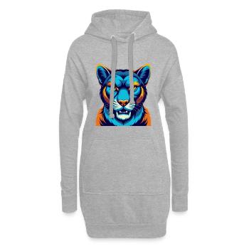 Cougar coloré Kawaii Dessin animé Personnage Clipart - Sweat-shirt à capuche long Femme - gris chiné - Devant