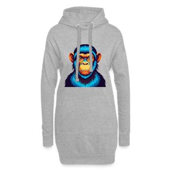 Chimpanzé coloré Kawaii dessin animé Personnage Animal de compagnie - Sweat-shirt à capuche long Femme - gris chiné - Devant