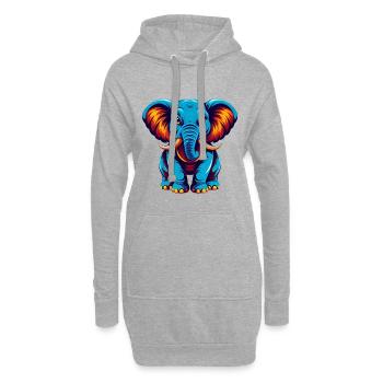 Elefant Bunte Kawaii Cartoon Figur Clipart - Hoodie-Kleid - Grau meliert - Vorne