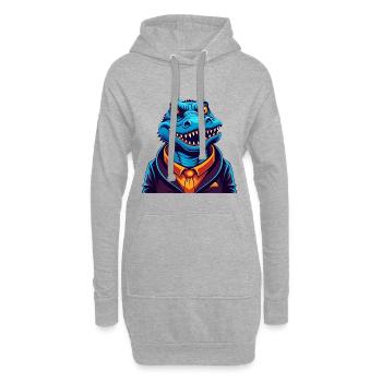 Krokodil Bunt Kawaii Cartoon Charakter Haustier - Hoodie-Kleid - Grau meliert - Vorne