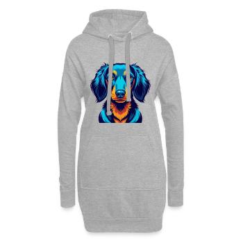 Dackel Hund Bunte Kawaii Zeichentrickfigur - Hoodie-Kleid - Grau meliert - Vorne