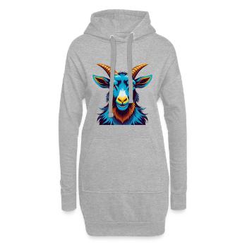 Chèvre coloré Kawaii Dessin animé Personnage Clipart - Sweat-shirt à capuche long Femme - gris chiné - Devant
