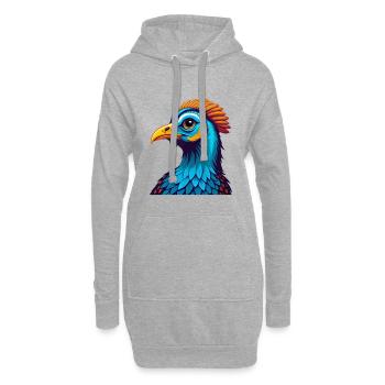 pintade coloré Kawaii dessin animé personnage animal de compagnie - Sweat-shirt à capuche long Femme - gris chiné - Devant