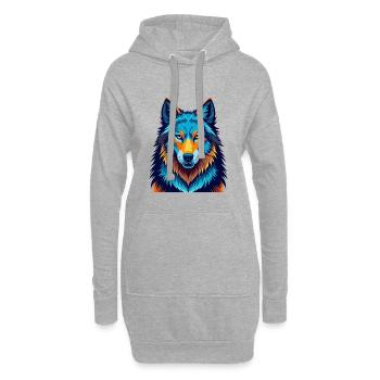 Loup Arctique Coloré Kawaii Dessin Animé Personnage Animal de compagnie - Sweat-shirt à capuche long Femme - gris chiné - Devant