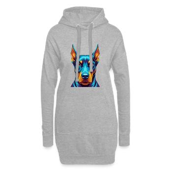 Dobermann chien coloré Kawaii personnage de dessin animé - Sweat-shirt à capuche long Femme - gris chiné - Devant