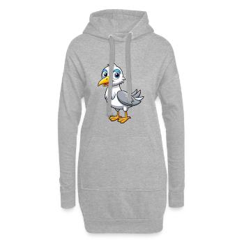Mouette Mignon Dessin Animé Personnage Kawaii Clipart - Sweat-shirt à capuche long Femme - gris chiné - Devant